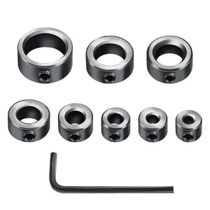 Depth Stop Drill Bit,Stop Collar Set Includes 1/8", 3/16", 1/4", 5/16", 3/8", 7/16", 1/2", 5/8"and Allen Wrench(9Pcs), Premium High Carbon Steel Drill Bit Positioning Ring Split Ring
