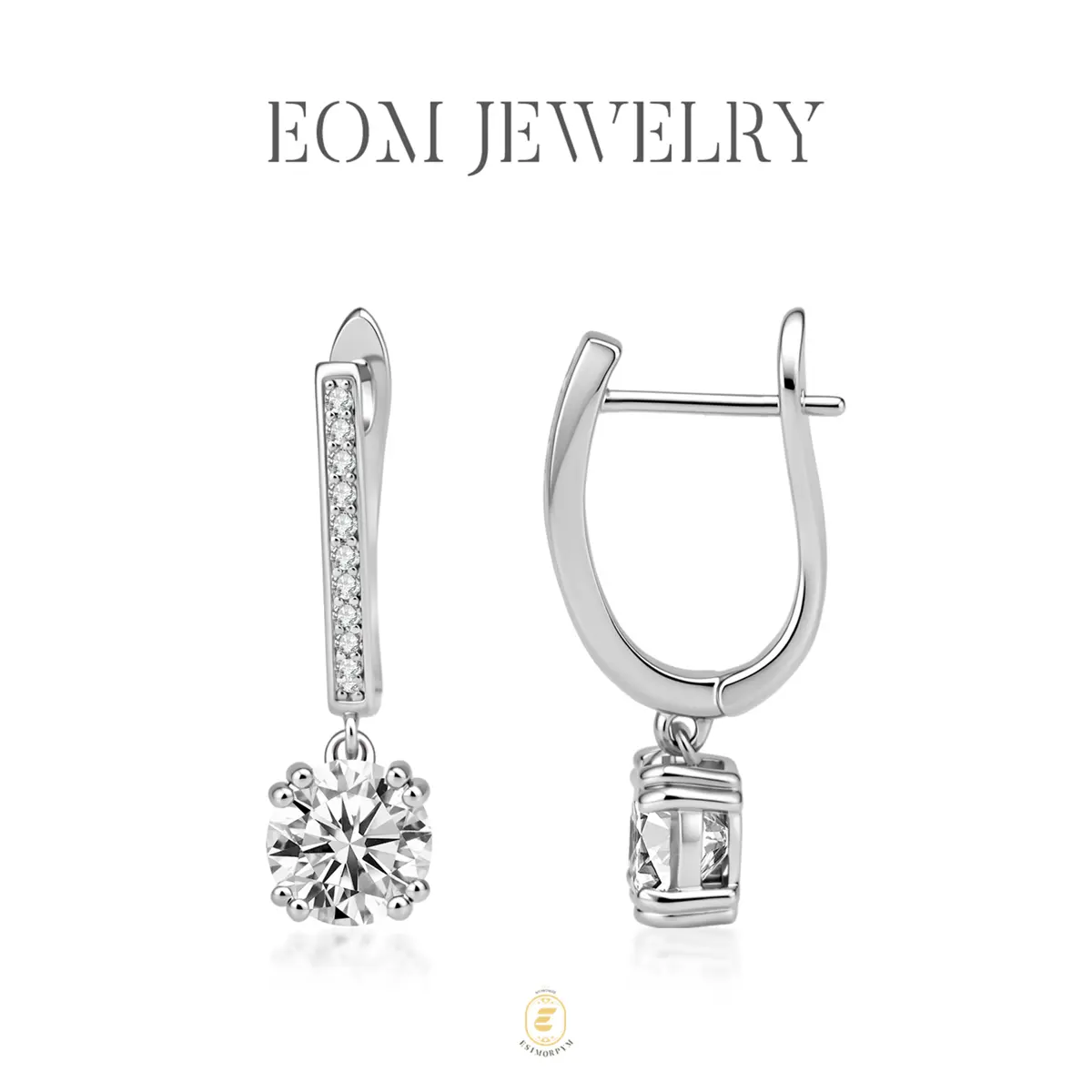 Moissanite 2ct Aurora Promise Drop Earrings Silver-Plated Pave Round Cut Dangle Earrings Jewelry Wedding Engagement Anniversary Valentine's Day Birthday Daily Wear