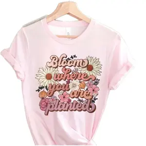 Bella+Canvas Jersey T-Shirt Bloom Where You Are Planted Floral Design