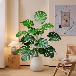 40-65cm Large Fake Monstera Plants Artificial Palm Tree Tropical Turtle Leafs Plastic Green Leaves For Home Garden Party Wedding Home Decoration Indoor Faux Plant