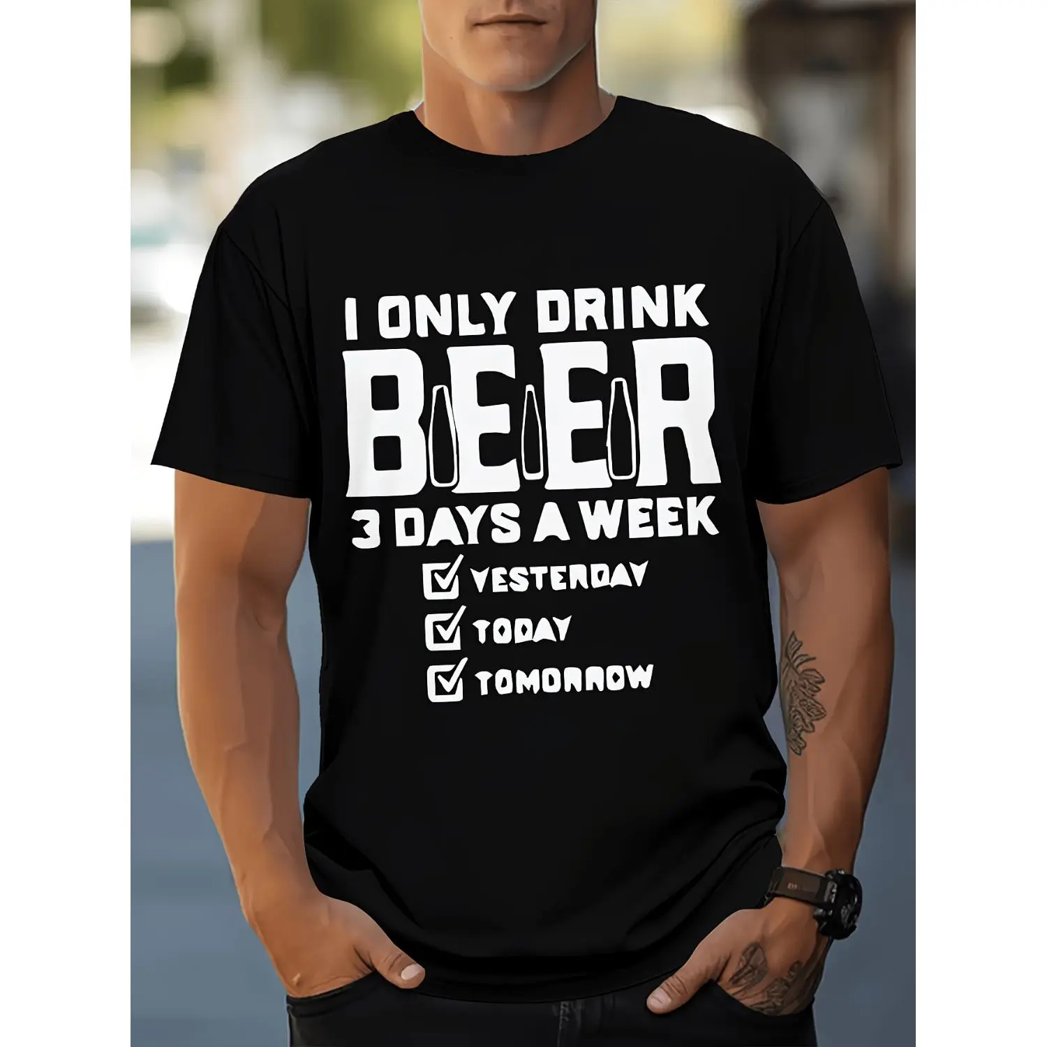 Summer t Shirts Casual Crew Neck Short Sleeve Shirt, Machine Washable, Funny Drinking pparel for Beer Lovers & Casual Outfits, Funny Tshirts Men, Mens Tshirts, Mens Funny T Shirts