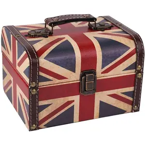 7.1'' British Flag Decorative Wooden Jewelry Keepsake Storage Box with Lids - Vintage Treasure Chest for Kids Girls Women Men, Perfect for Home Decor