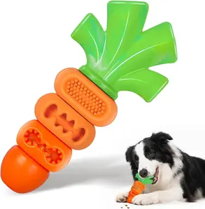 Apasiri Aggressive Chewer Dog Toys, Durable Carrot Leaf Design for Teeth Cleaning & Mental Stimulation