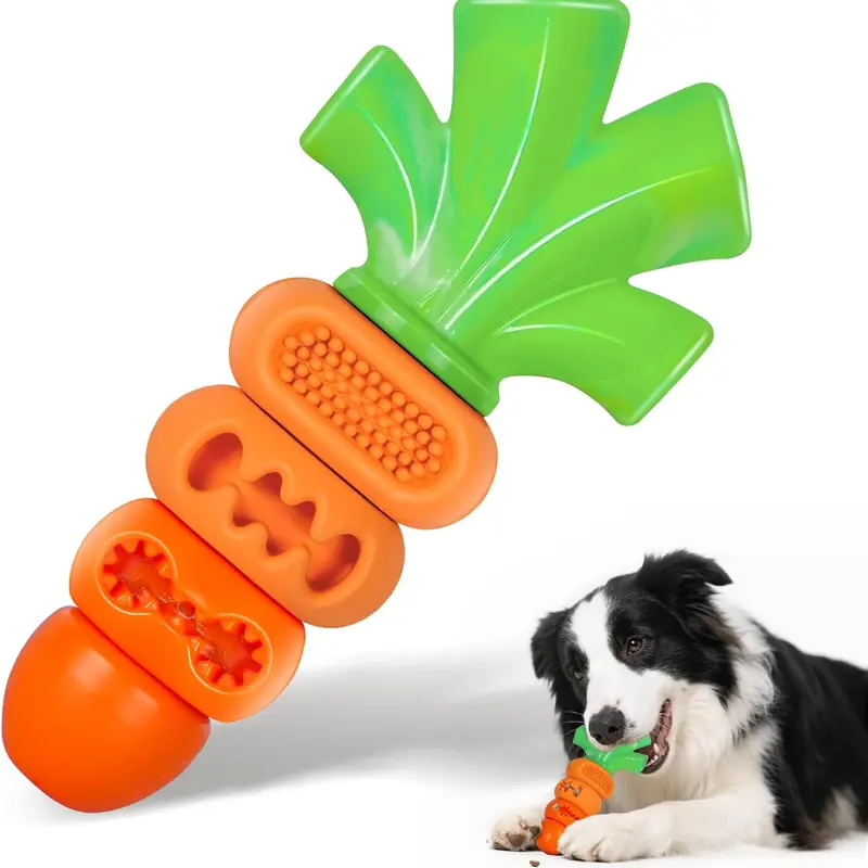 Apasiri Aggressive Chewer Dog Toys, Durable Carrot Leaf Design for Teeth Cleaning & Mental Stimulation