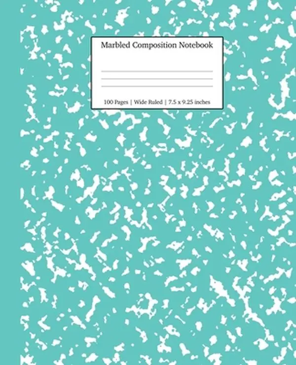 Marbled Composition Notebook: Turquoise Marble Wide Ruled Paper Subject Book -- Young Dreamers Press, Paperback