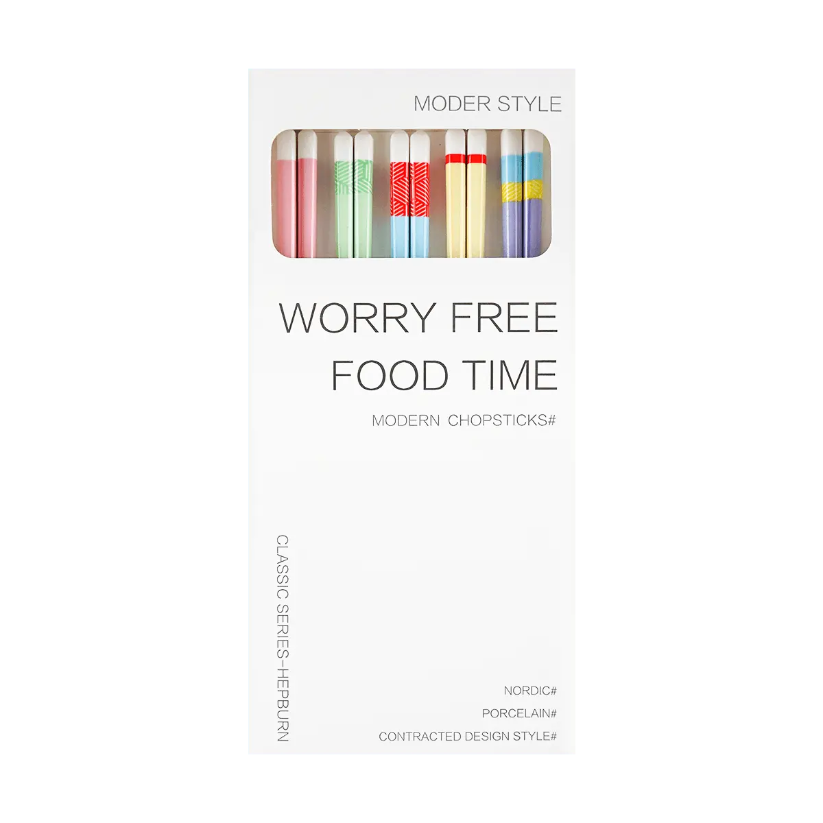 Yami Selects Macaron Color Ceramic Chopsticks Set - 5 Pairs, Anti-Mold, Moisture-Proof, Durable, Easy Clean, Reusable Chopsticks for Asian Cuisine, Gift Boxed