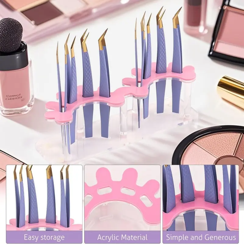 1pc 8-hole Eyelash Display Stand Acrylic, Lash Extension Tool Storage with Tweezers Holder, Beauty Makeup Accessory Rack for Lash Technician Kit, Lash Tweezer Holder, Acrylic Eyelash Tweezers Display, Makeup Tool Organizer, Beauty Equipment