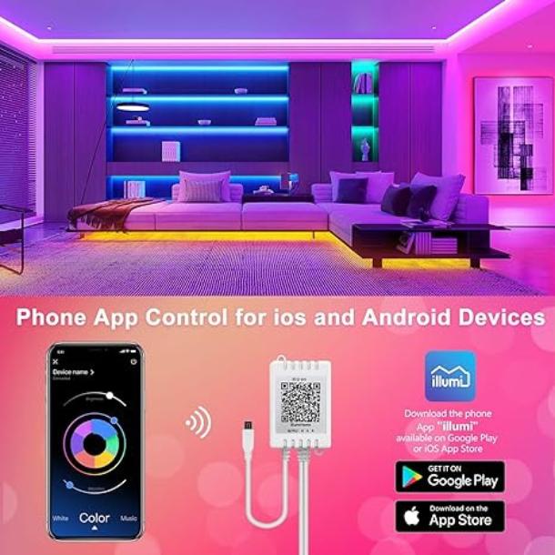 [Limited Time Deal] 100Ft Music Sync Color Changing LED Strip Lights with Remote, App Control, Built-in Mic (APP+Remote+Mic) Female Male Anniversary Auspicious Birthday Daily Engagement Fabric Valantine
