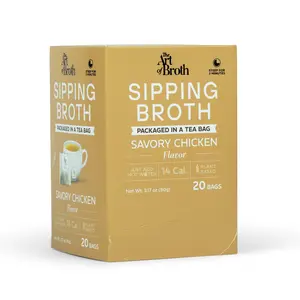 The Art of Broth Savory Chicken Flavor Gourmet Vegan Sipping Broth 20 Serving Options Plant Based Functional Snack Under 15 Calories Per Serving