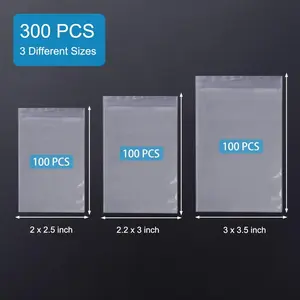 600 PCS Small Plastic Bags, Assorted Sizes, Mini Baggies, Transparent Jewelry Reclosable, Clear Resealable Poly for Pill, Beads, Screws, Packaging