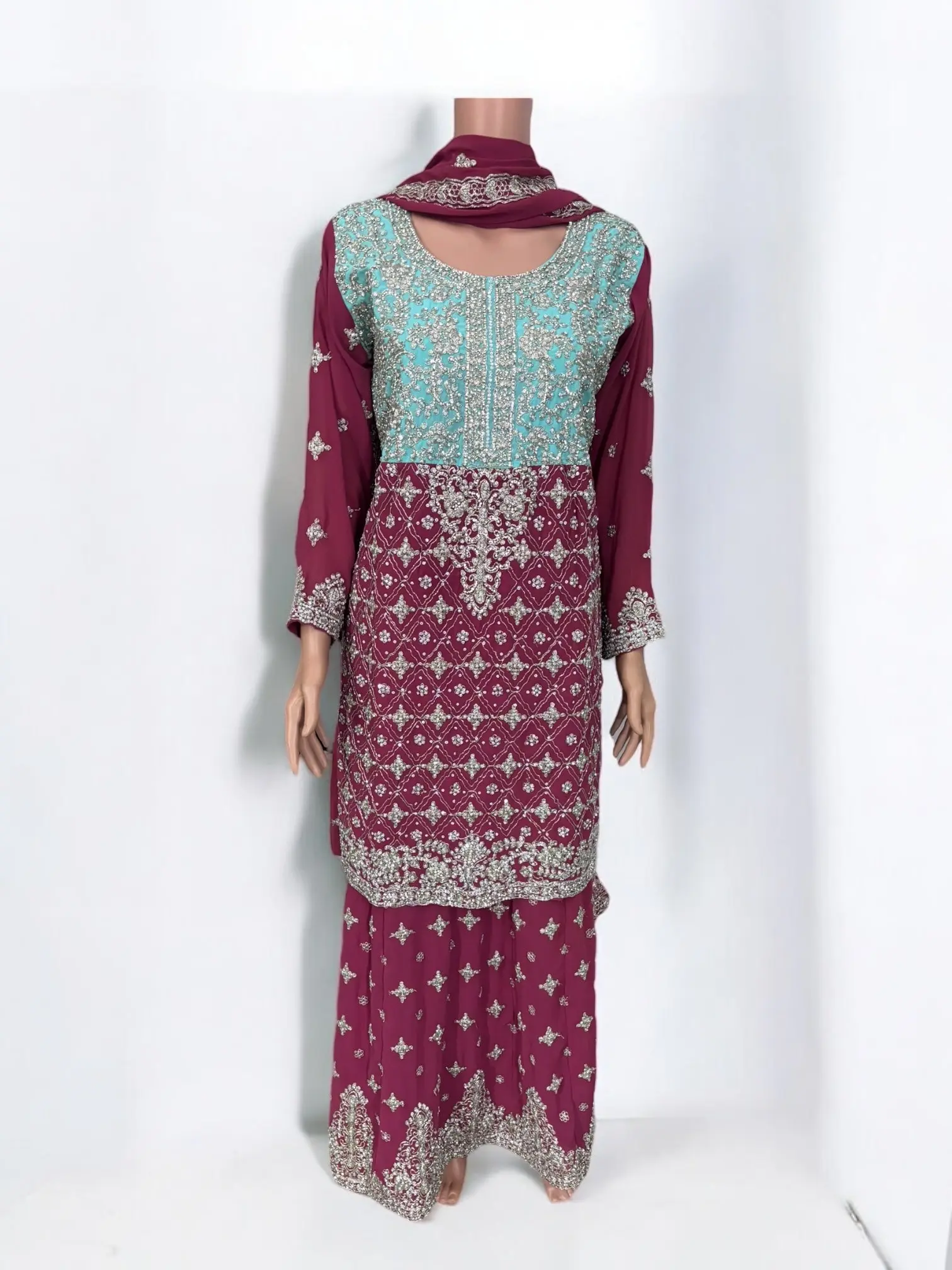 Traditional Designer Sharara Salwar Kameez Suit in Lehenga Style - Ethnic Wear for Women - 211