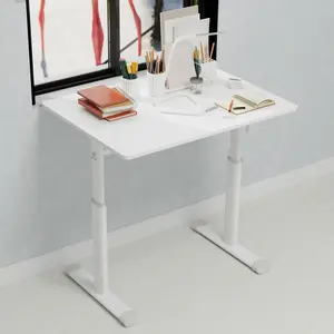 Adjustable Study Desk for Children & Adults Height-Adjustable Multifunctional Home Office Desk Compact Design 60cm x 80cm White Frame White Topdesk