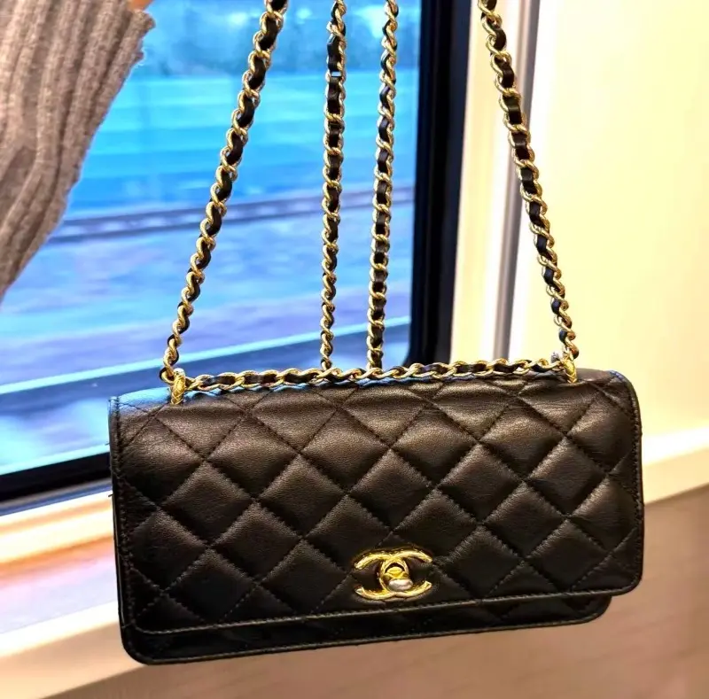 ‮ LENAHC  ‬Classic Wallet On Chain WOC Quilted Lambskin Gold Chain Shoulder Crossbody Bag