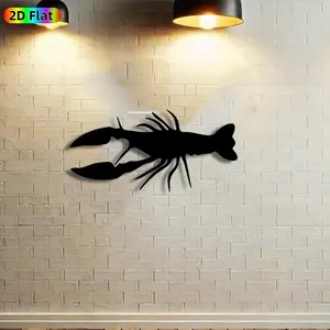 1pc Lobster Metal Wall Art,Lifelike Lobster Statue Mural, Ideal Gift for New Year, Easter, Seafood & Coastal Decor Enthusiasts,  Perfect for Kitchen Wall & Garden Fence, Eye-Catching Outdoor & Indoor Accent