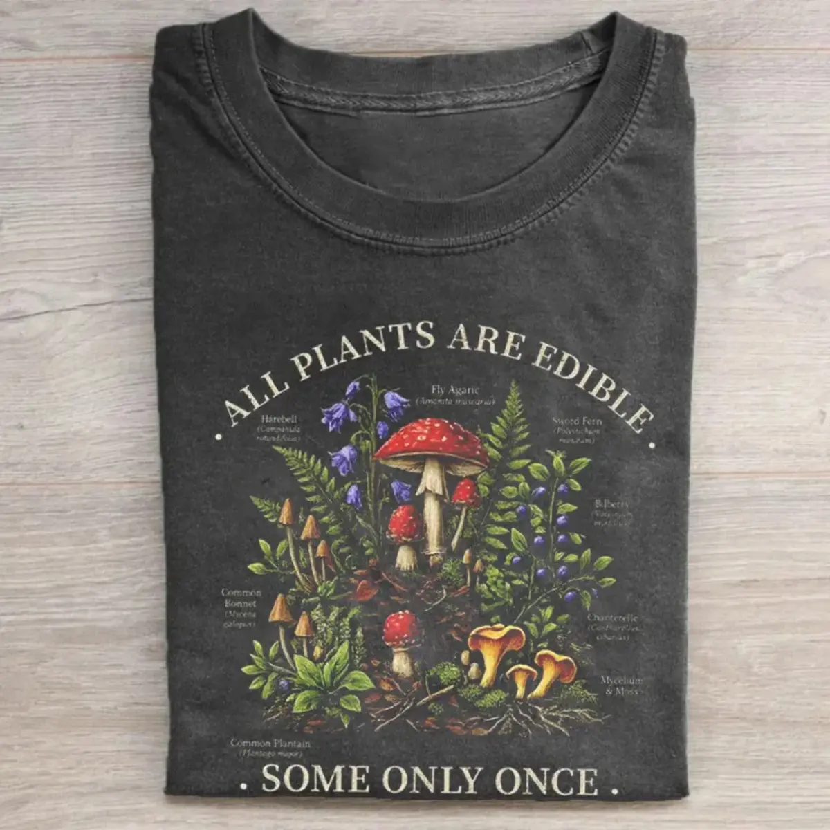 Comfort Colors All Plants Are Edible Shirt, Funny Mushroom Botanical Graphic Tee, Vintage Forager T-Shirt, Cottagecore Nature Shirt, Hiker Gift