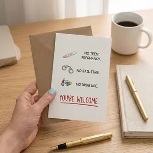 Hilarious Greeting Card for Dad - Funny Father's Day Card From Daughter for Stepdad - No Teen Pregnancy, No Drug Use, No Jail Time - Happy Fathers Day Card