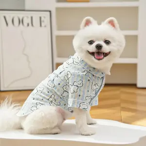 Dog Shirt Spring and Autumn Pet Couple Clothes Cartoon Puppy Pattern Teddy Vest Yorkshire Soft Home Cothes Sleepwear