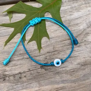 Single string with white evil eye bracelet