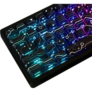 Custom PBT Keycaps,135  Shine Through Cool Modern Technology Style Theme Side Print Keycap Set,Cherry Profile Keyboard Key caps for Cherry MX Switches Mechanical Keyboards(Black)