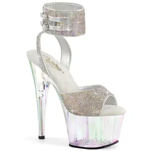7 Inch Heel ADORE-791HTRS Silver Rhinestone Sandal Footwear