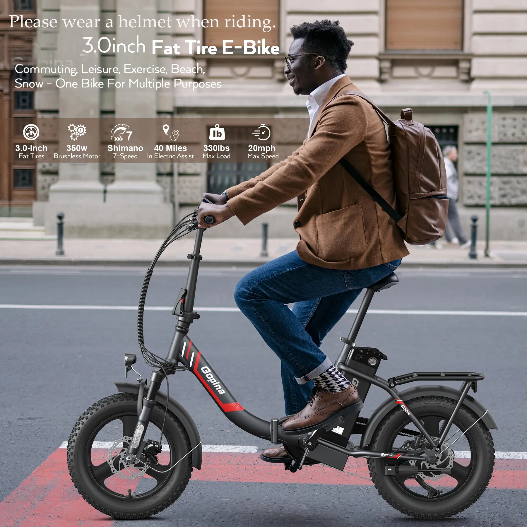 16" x 3.0 VIVI Dewdrop Fat Tire Electric Bike, Peak 500W Step Thru Electric Bicycle, 48V Removable Battery, Up to 40 Miles, LCD Display, 20mph, 7 Speed