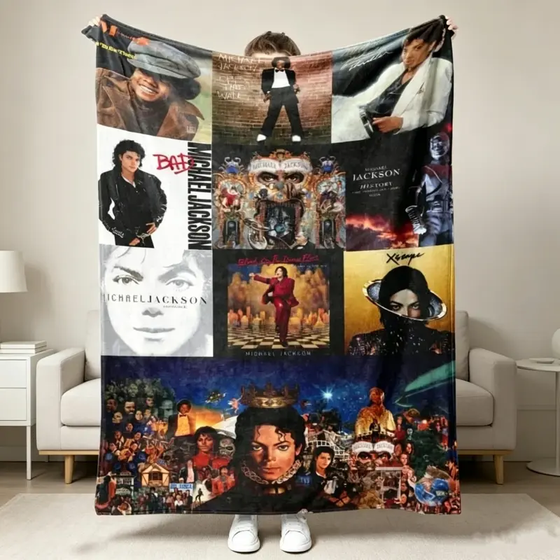Michael Jackson King Of Pop Vintage Flannel Throw Blanket - Ultra Soft, Cozy Warm - for Bedroom, Couch, Travel - Perfect Gift for Pop Fans, Gifts for Him - Aesthetic Room Decor