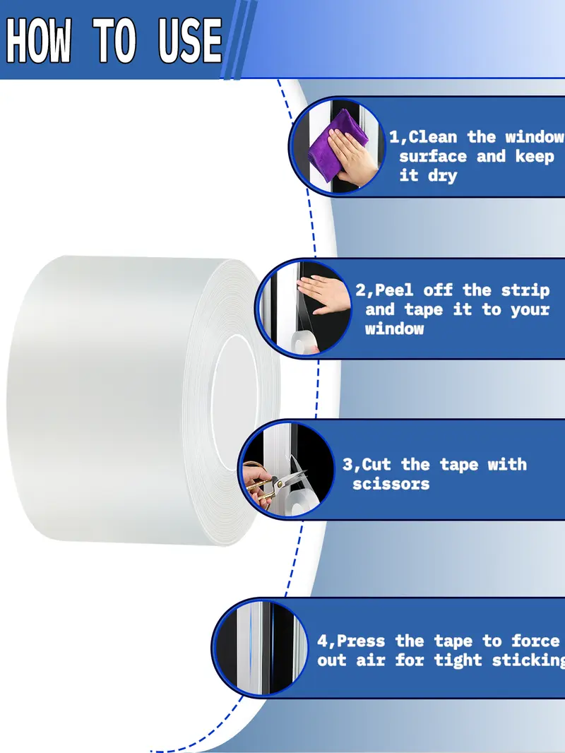 Transparent flexible tape with a discreet finish