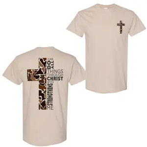 Christian T-shirt, Camo Cross Design with Philippians 4:13 Verse, Christian Apparel, for Faithful Believers and Outdoorsmen, Casual Wear, For Men, For Women