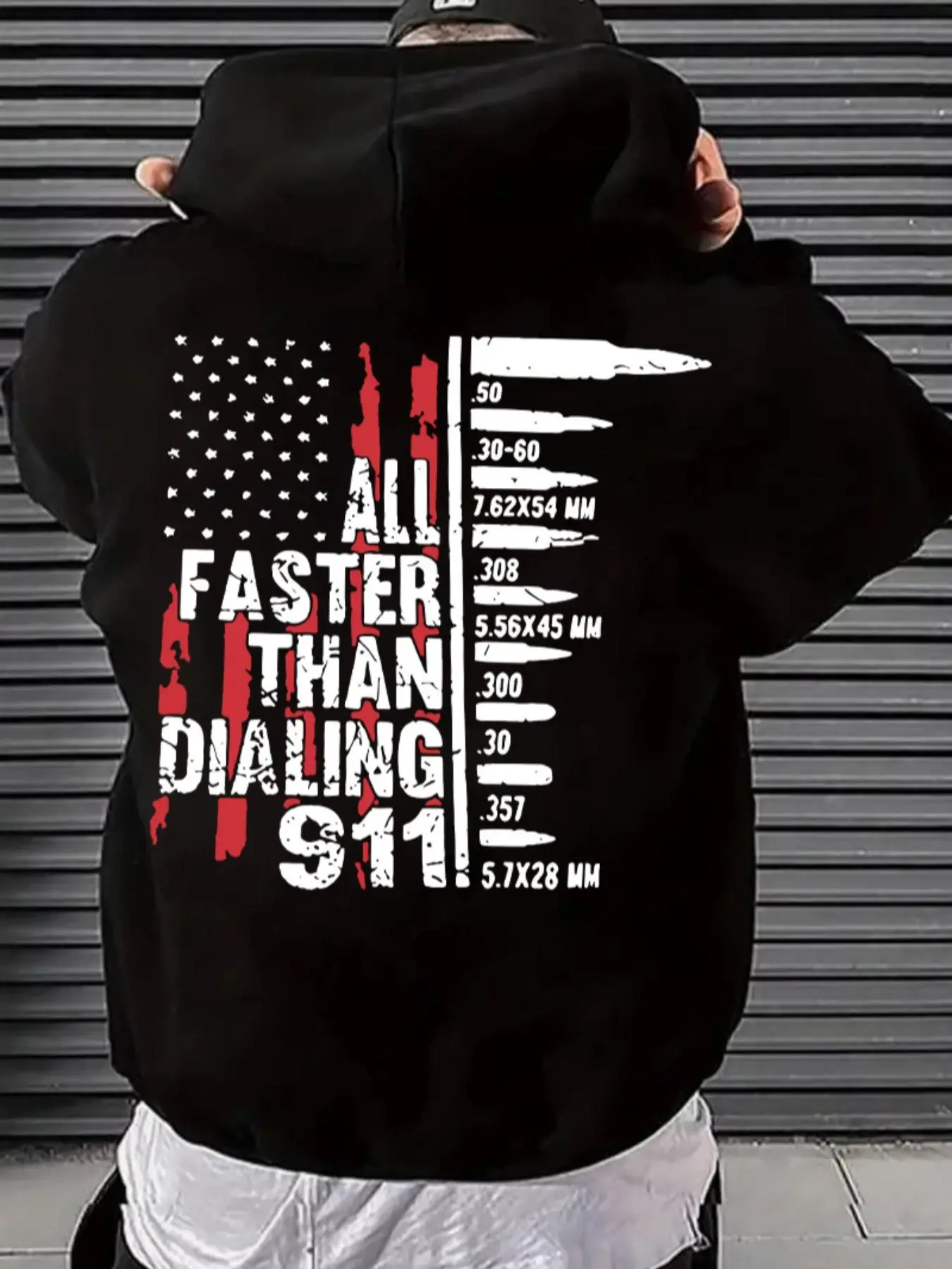 Men's Letter & Flag Print Drop Shoulder Long Sleeve Hoodie, Casual Regular Fit Graphic Drawstring Kangaroo Pocket Hooded Sweatshirt for Daily Holiday