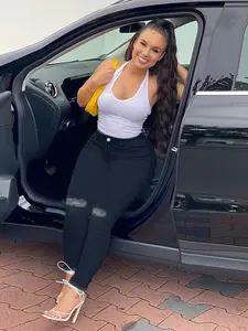 Women's Classic Mid Waisted Skinny Stretch Butt Lifting Jeans with 2 Back Pockets & Comfort Flex Waistband Fashionable Ripped Denim Pants for All Women Stretchy Trend