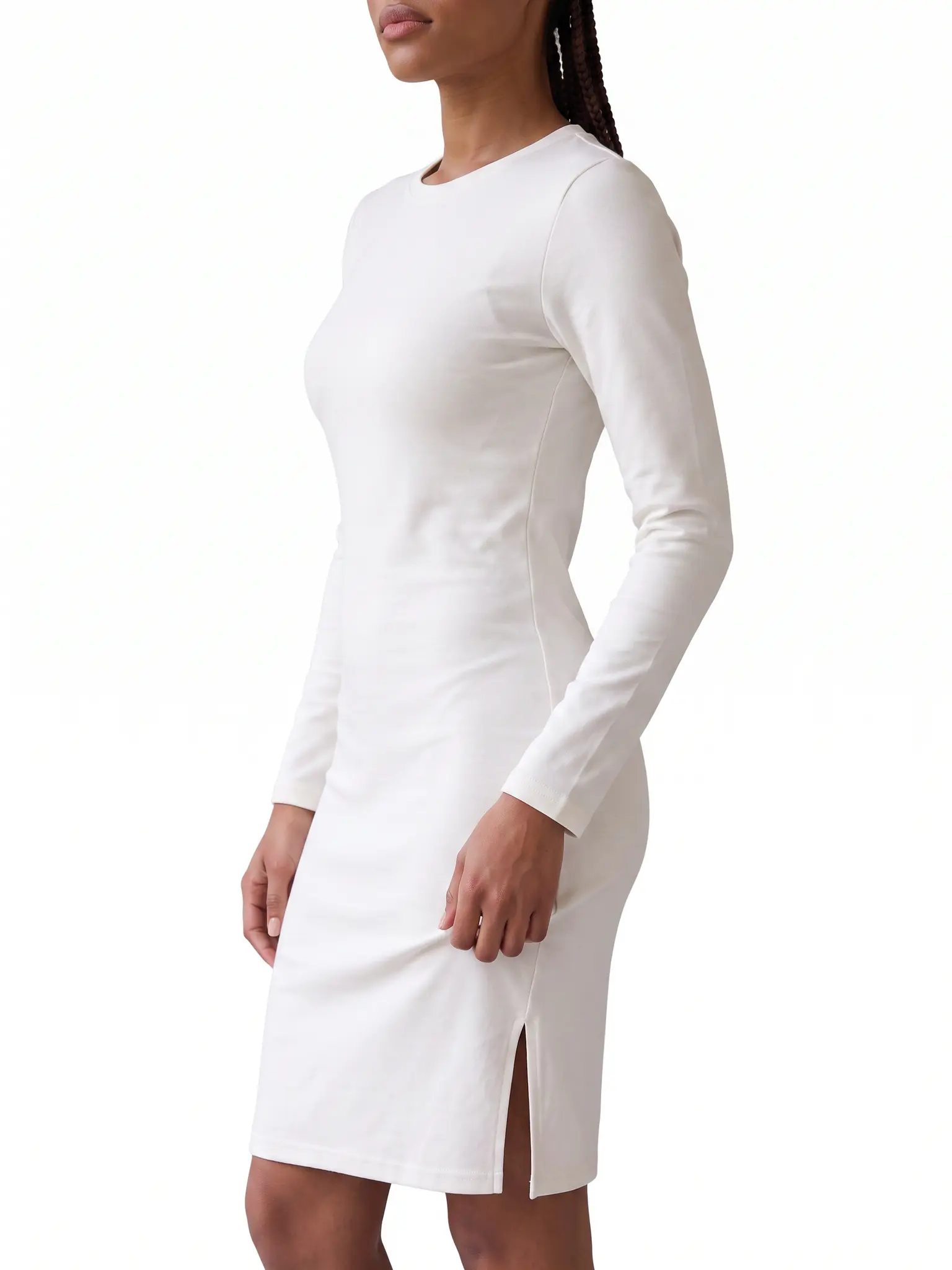 Women's Crew-Neck Fitted Dress with front Darts for Gatherings and Daily Wear