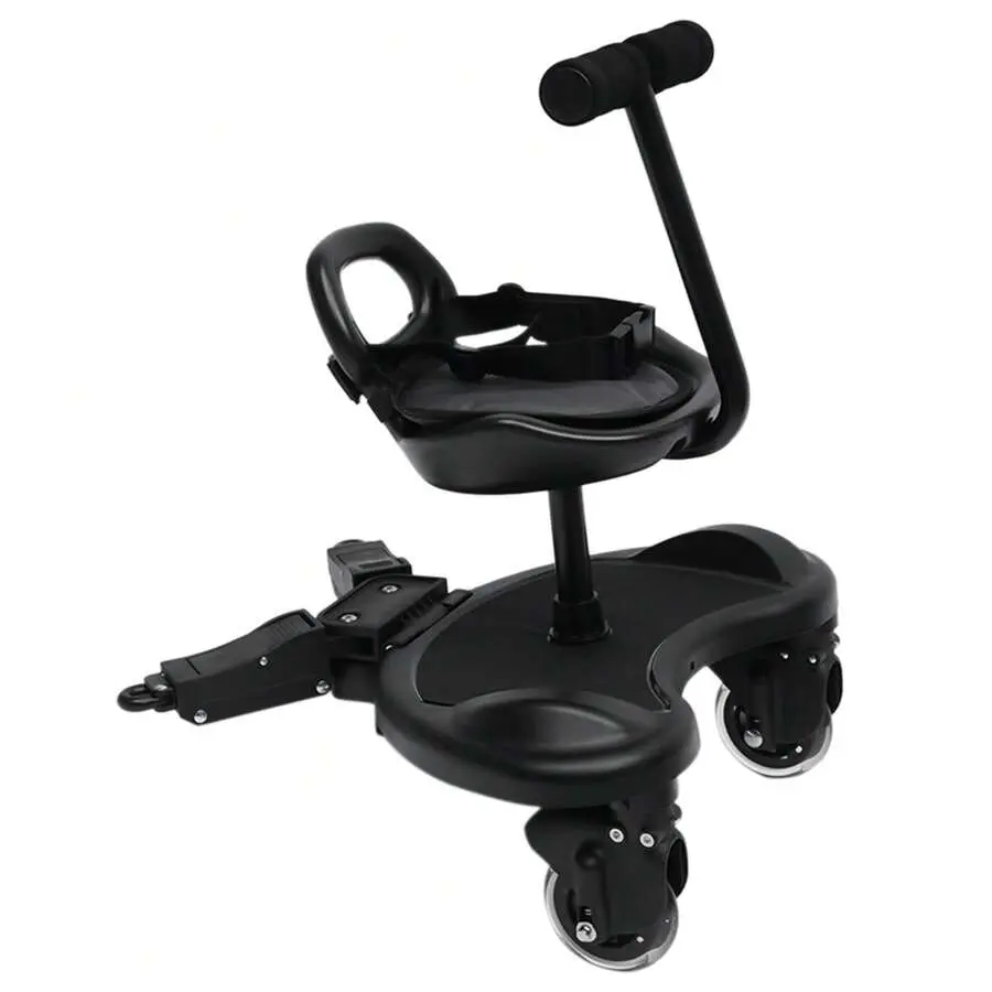 2-In-1 Stroller Board Universal Child Rider Stroller Attachment Stroller Standing Board W/ Saddle Seat