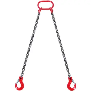 5/16 Inch By 5 Foot Chain Sling, 2-Leg G80 Lifting Chain Assembly With Grab Hooks, 6600 Lb Working Load Limit, Heavy-Duty Rigging Hardware For Lifting Equipment, Overhead Crane And Industrial Lifting Applications