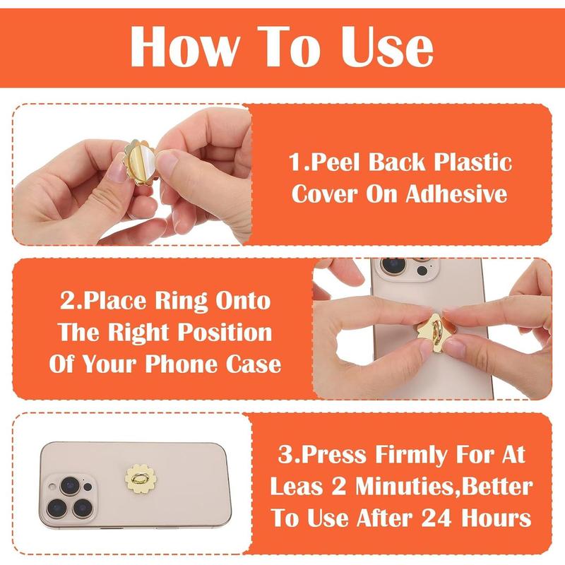 16pcs Metal Phone Charm Hook, 4 Styles Phone Ring Holder Heart Moon Sunflower Star Shaped Phone Finger Grip Universal Adhesive Phones Ring Loop Stand for Mobile Case Pad Tablet