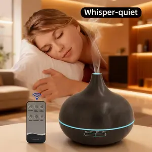 Immersive Luxury Experience: 550ml Wood Grain Diffuser with Remote Control, 7-Color Ambiance & 6 Expertly Blended Oils