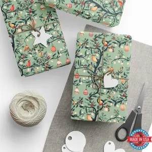 Christmas Wrapping Paper, Chinoiserie Christmas Wrapping Paper, Floral Christmas Wrapping Paper Roll, Sage Green Wrapping Paper