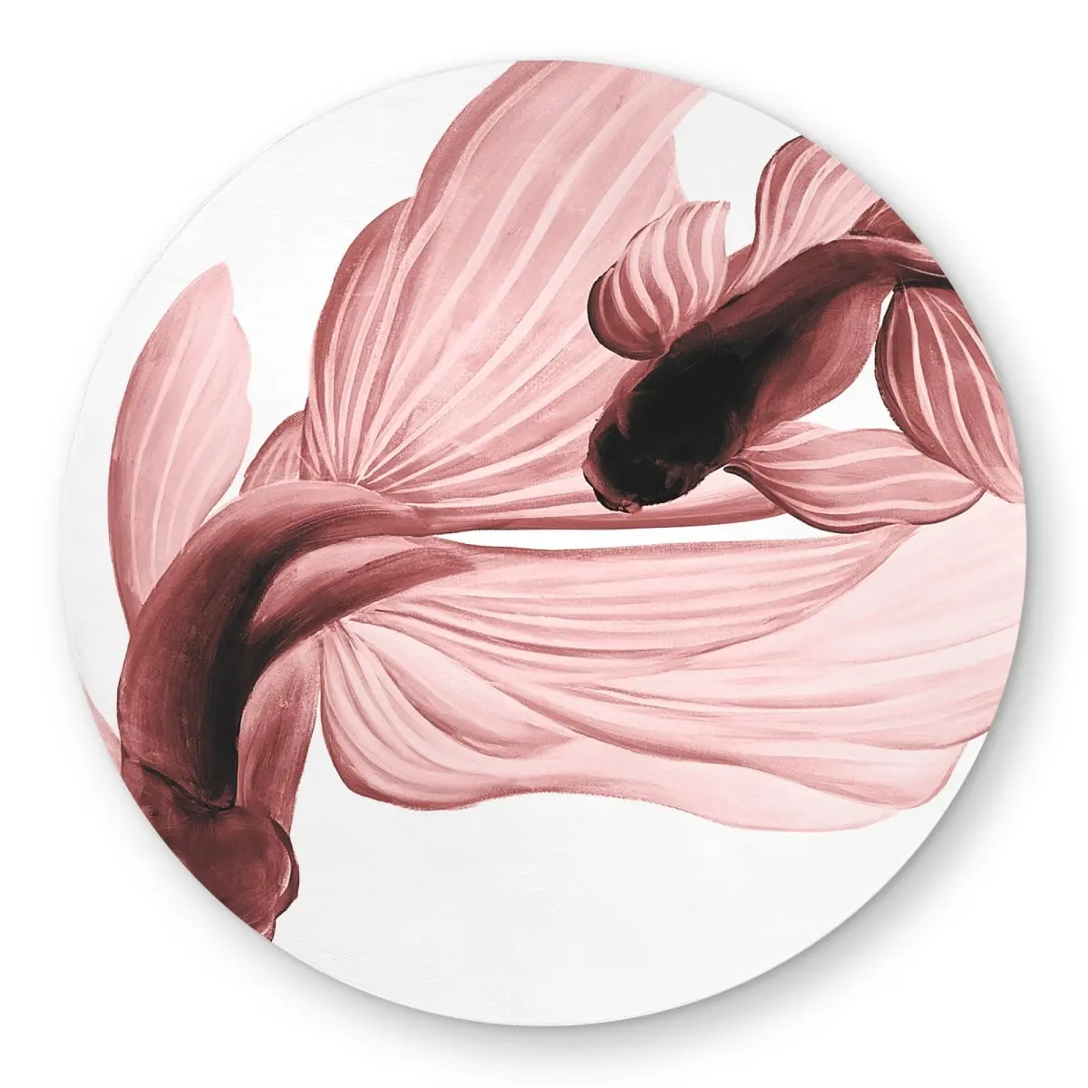 360 Stand 5x5 ft Red Betta Fish Animal-Themed Decorative Area Rug - Unique Asian White Round Carpet for Outdoor & Home Use, Animal-Themed Area Rugs, Printed Chenille Face, Decorated Area Rugs