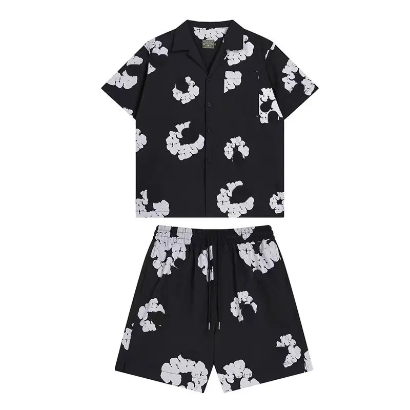 Shirt Set Black [White Wreath]