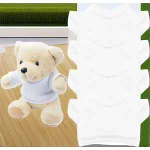 Stuffed Bear Basic T Shirt 4 Pack Fits 10 to 12 Inch Bear Classic Crew Neck White Cute Tiny Clothes for DIY Bear Toy
