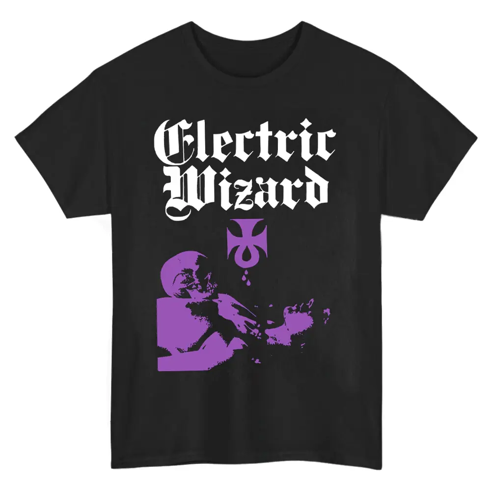 Electric Wizard Iron Cross Skull T-Shirt – Heavy Metal Concert Fan Tee