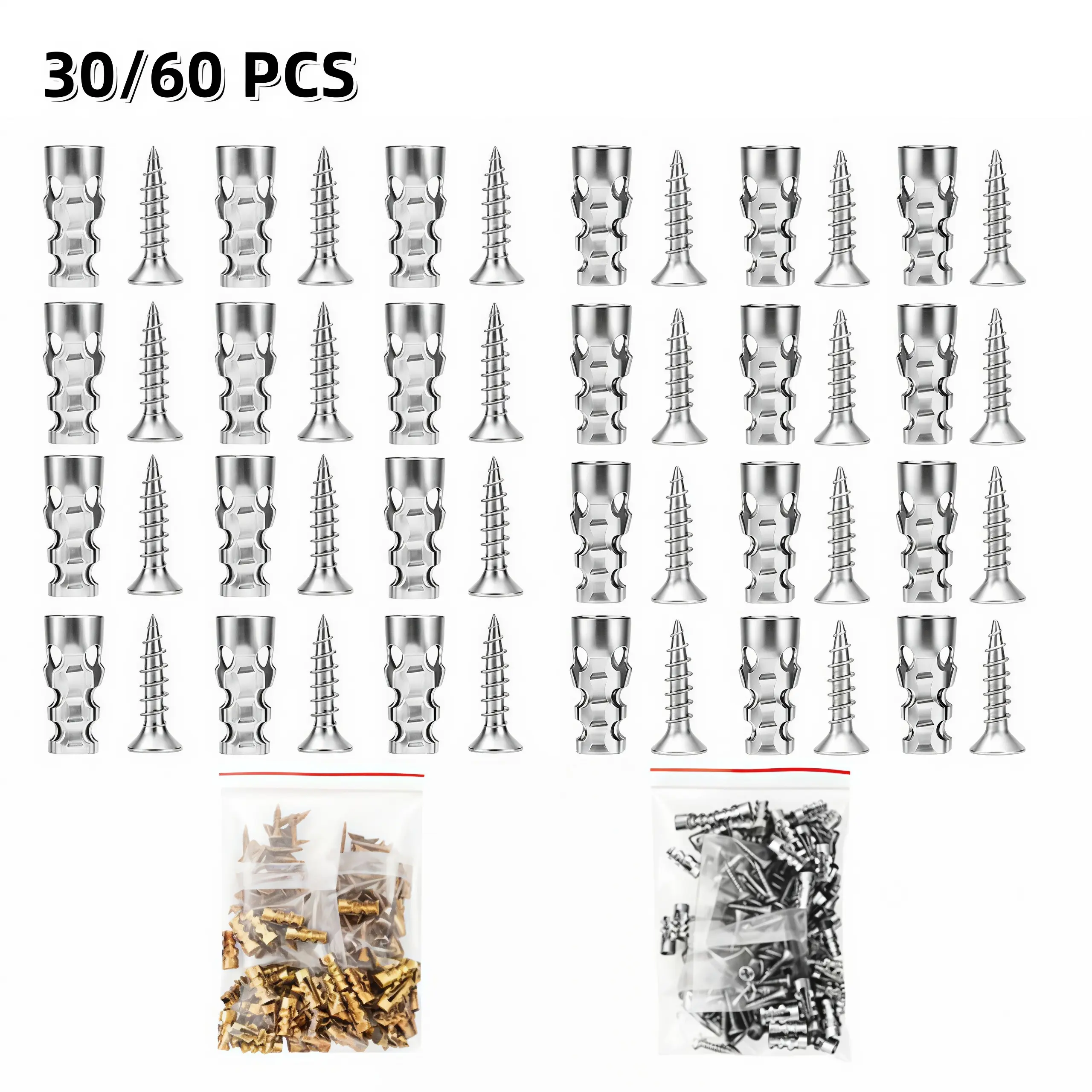 6*14mm Door Hinge Thread Hole Repair Screws, 30/60 Pcs Short Expansion Wall Anchors, Loose Thread Hole Repair & Fixing Tool for Wood, Tile, Stone