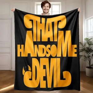 1 piece That Handsome Devil band logo design themed flannel blanket - Super soft flannel blanket, suitable for beds and sofas, all-season use, modern design, digitally printed pattern, 100% polyester material, machine washable, suitable for travel