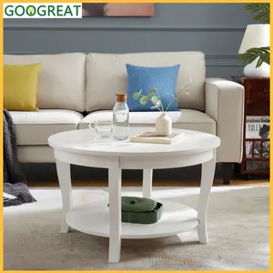 Traditional Round Coffee Table with Open Storage Shelf,2-Tier Storage Wood Center Circle Accent Table for Living Room, Bedroom, Apartment, Studio and Small Spaces, 30 x 30 x 18 inches