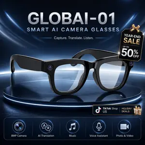 AI Smart Camera Glasses, 8MP HD POV Video Recording, Photochromic UV-Protection Lenses, 160+ Languages Real-Time Translation, Bluetooth Open-Ear Audio, Hands-Free Photo & Video Capture for Travel, Driving & Daily Use