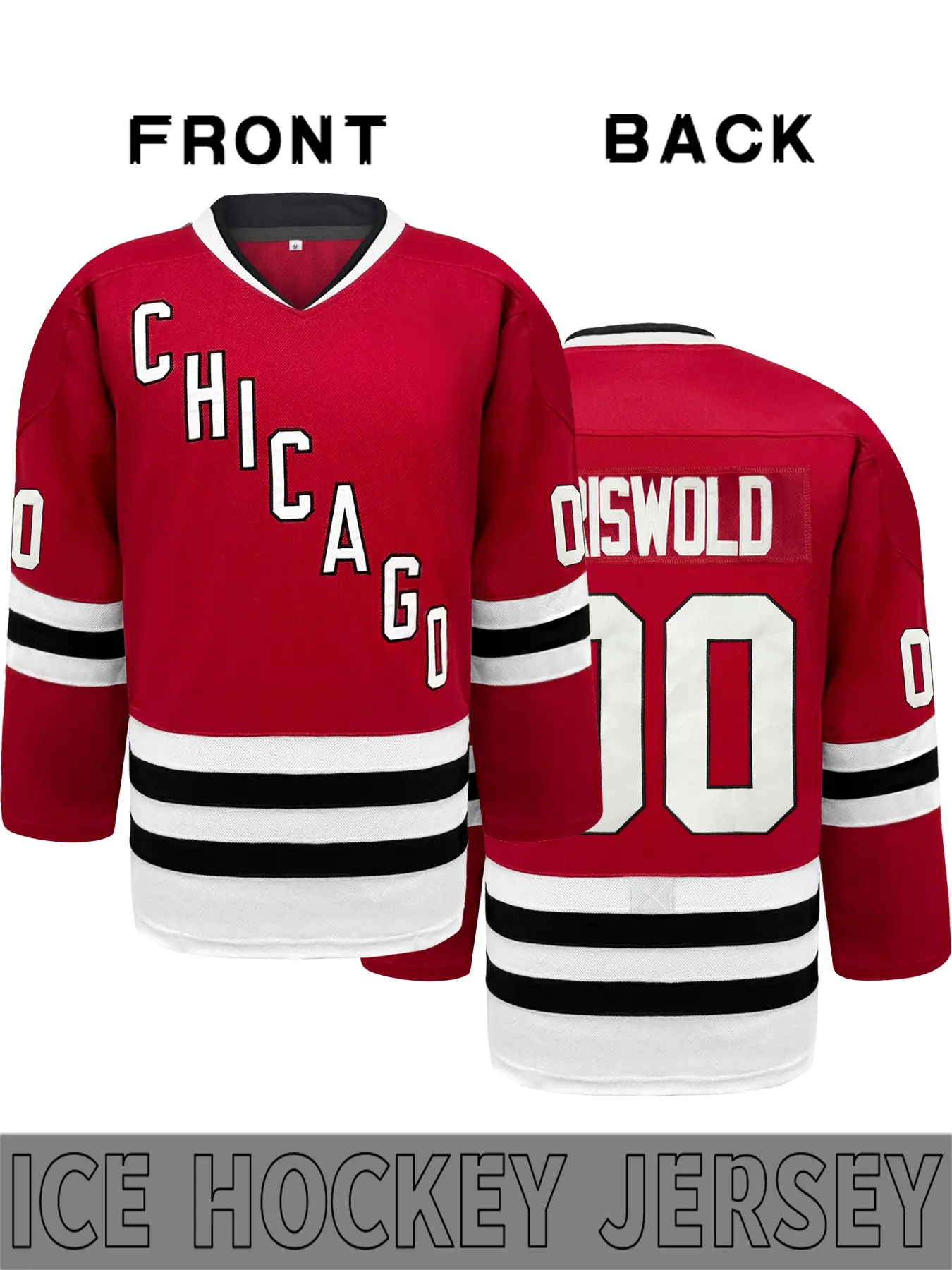 Retro Griswold #00 Movie Edition Hockey Jacket, Chicago style Embroidered Long Sleeve Hockey Sweatshirt, Christmas Holiday Fan Clothing European and American Christmas Classic Dress, Suitable for Autumn and Winter Athletic Sports Clothing