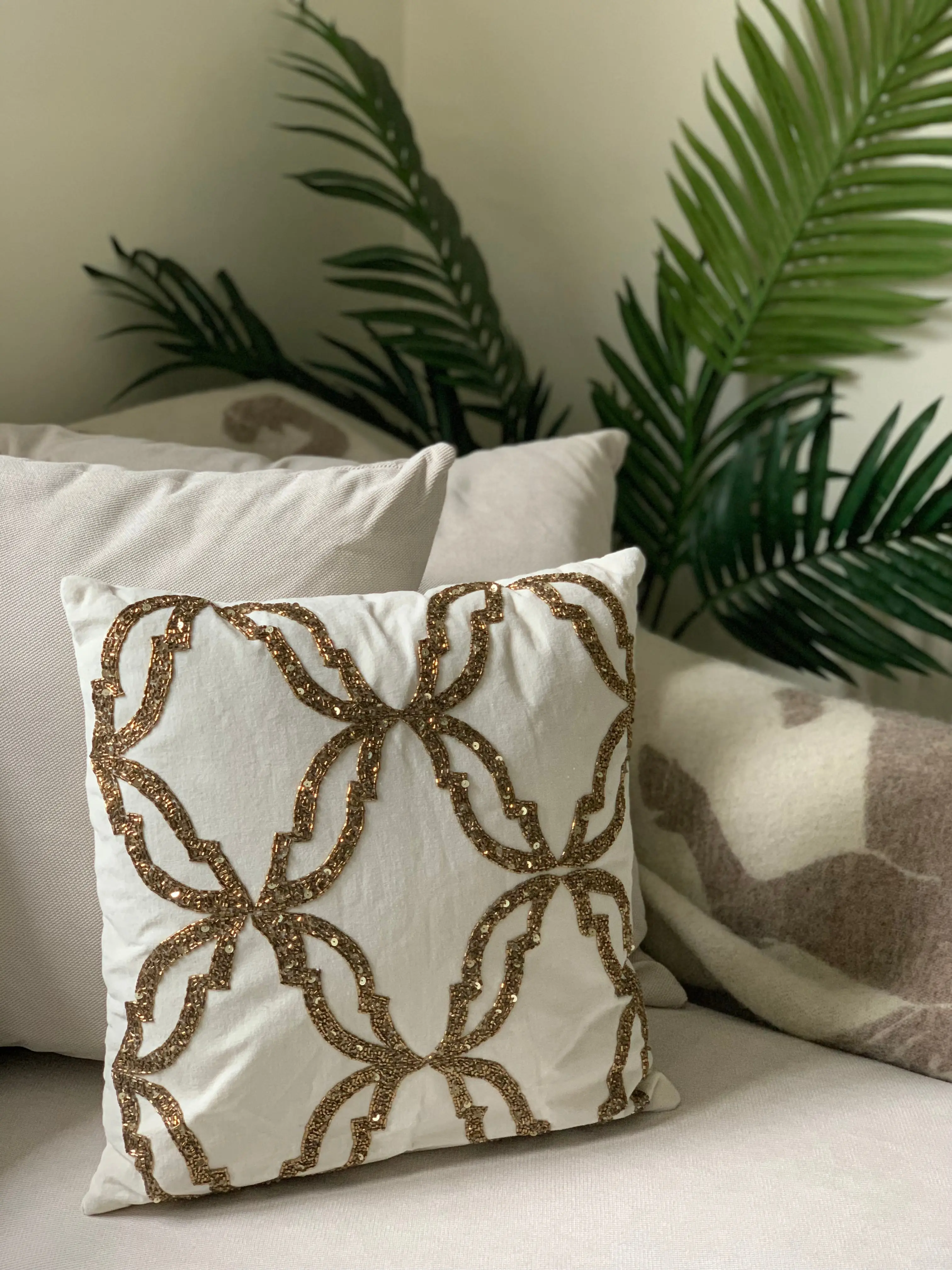 Brix Hand-Beaded Velvet Square Throw Pillow (Cover & Insert)