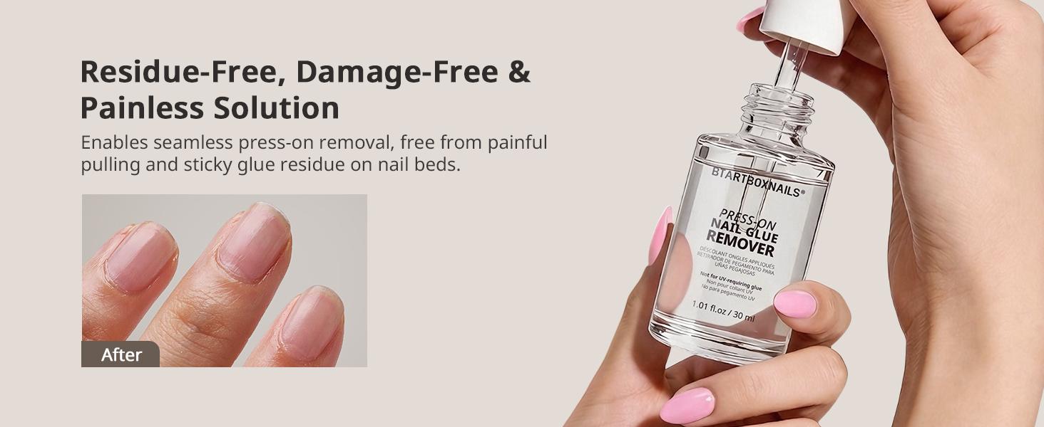 BTArtboxnails Press On Nails Glue Remover Set - Acetone-Free, Odorless,4-in-1 Cuticle Care Pen, Gentle & Non-Irritating Quick Apply & Remover for Fake Nails