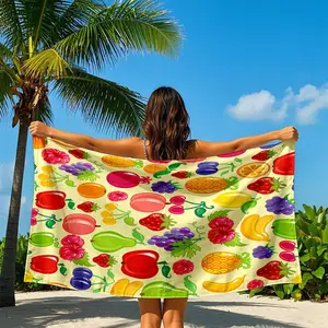 Fruit Pattern Beach Towel, Soft Absorbent Towel, Quick Drying Towel for Beach Vacation, Swimming Pool, Travel, Camping, Hiking