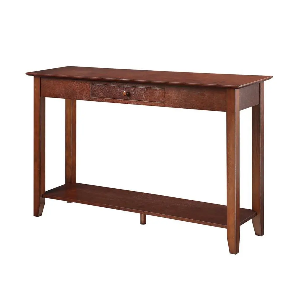 Classic Rectangular Elegant Espresso Console Table with Drawer and Shelf - Versatile Indoor Furniture