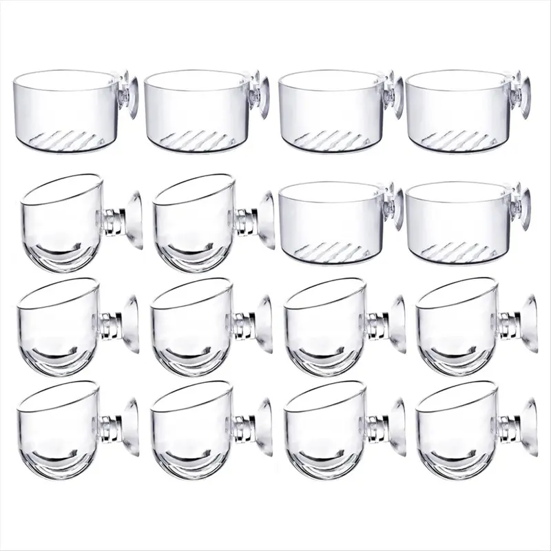 16PCS Aquatic Plant Cups, Transparent Acrylic Pot with Suction, Aquarium Decoration 2 Shapes